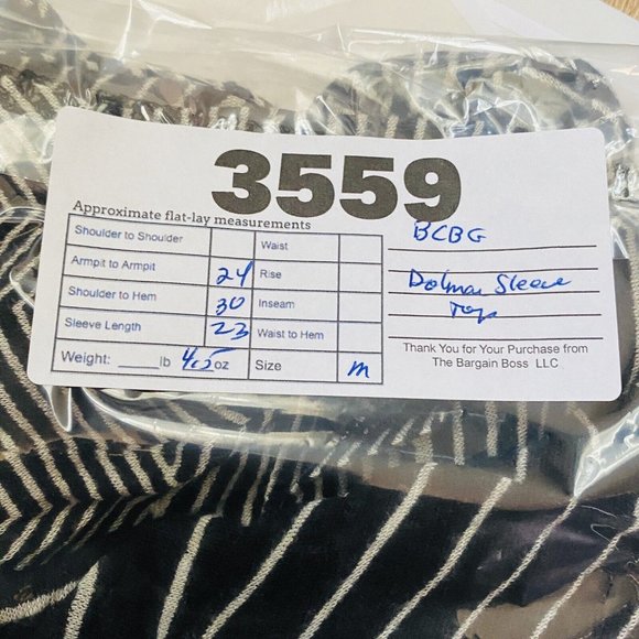 BCBG MaxAzria Sweater Women M Black White Striped Asymmetrical Hem - Picture 7 of 7